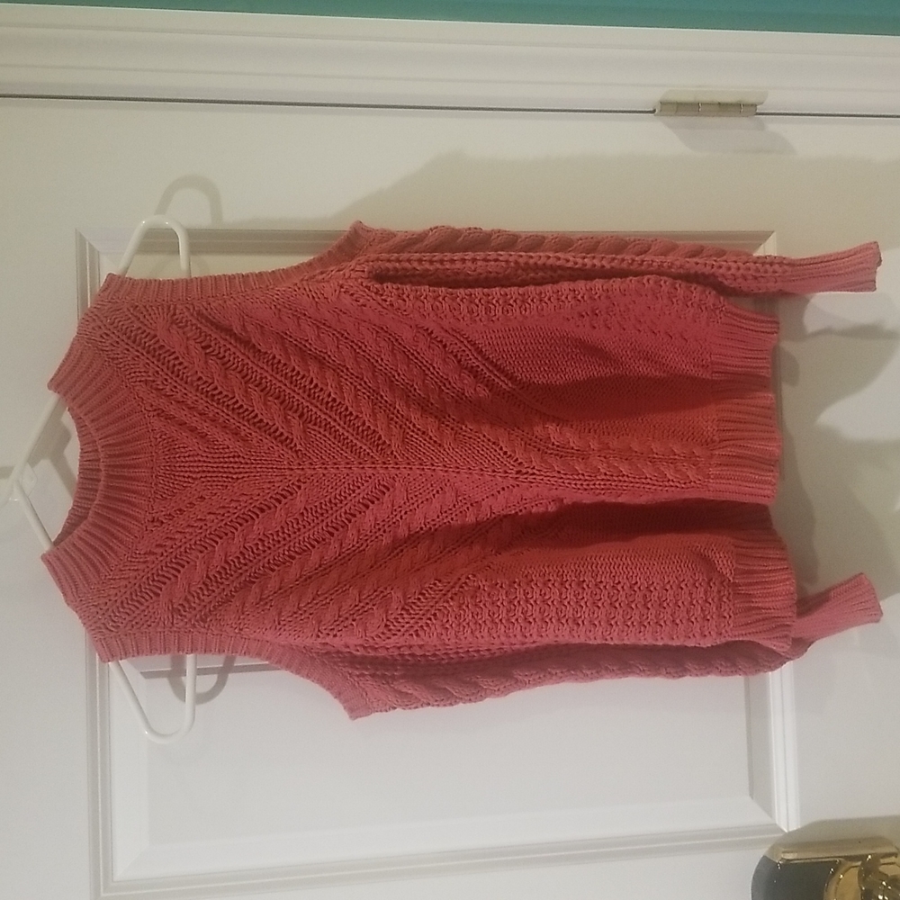 Cold shoulder cable sweater